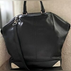 Alexander Wang Emile Trapezoid Bag Black Smooth Leather With Silver Hardware